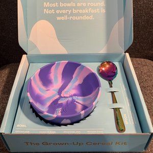 Magic Spoon Purple Tie-Dye Cereal Bowl and Iridescent Spoon in box